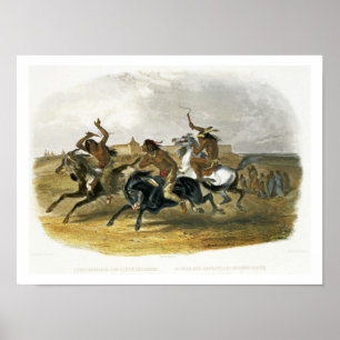Poster La course de chevaux des Indiens de Sioux