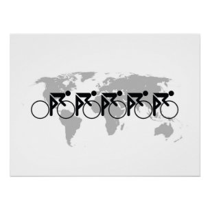 Poster La Course De Vélo N° 3 Noir Sur Blanc