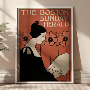 Poster La couverture du magazine vintage du Boston Sunday