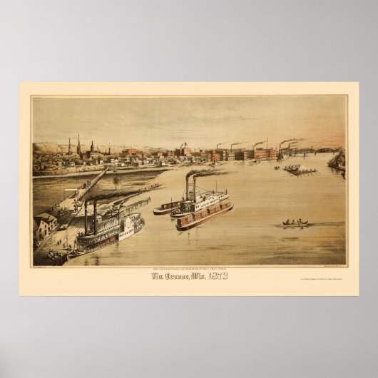 Poster La Crosse, WI Carte Panoramique - 1873 (Devant)