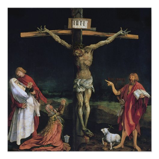 POSTER LA CRUCIFIXION DE LA PIÈCE ISENHEIM ALTAR. (Devant)