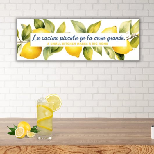 Poster La Cucina Piccola Lemon Kitchen Italien Proverbe