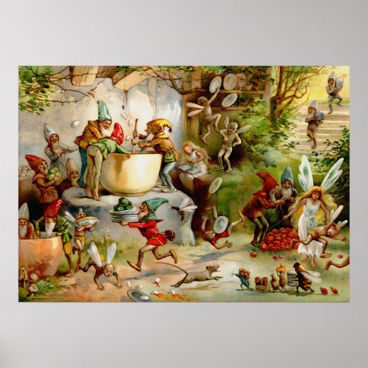 Poster La cuisine des Gnomes - 1895 Illustration de E. St (Devant)