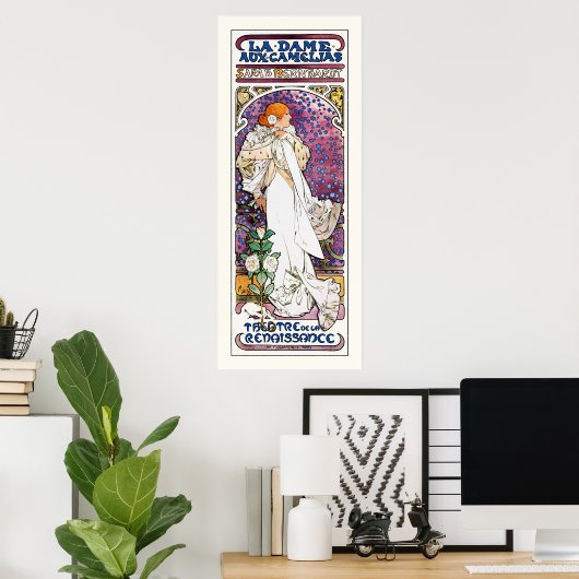 Poster La Dame aux Camélias par Mucha (Bureau à domicile)