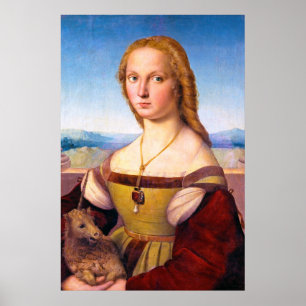Poster La dame avec la peinture de l'Unicorne Raphael San