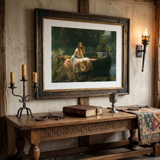 Poster La Dame de Shalott sur un bateau par John William