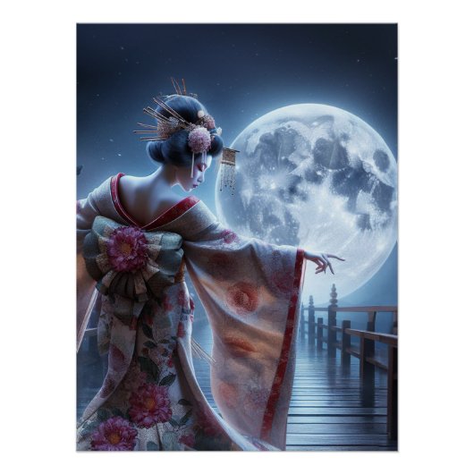 Poster La danse de la geisha à la lune (Devant)