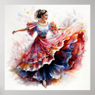 Poster La Danza de Colores, Folklórico, Aquarelle