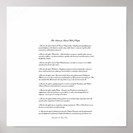 Poster La Déclaration des droits des libéraux américains (Devant)