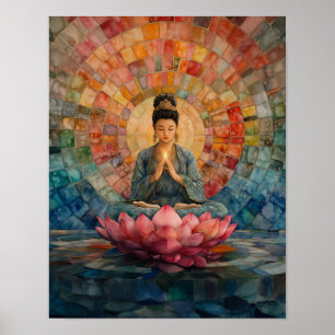 Poster La déesse bouddhiste Guanyin Rainbow Mosaic Art