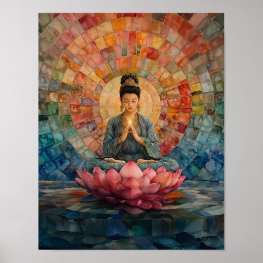 Poster La déesse bouddhiste Guanyin Rainbow Mosaic Art (Devant)