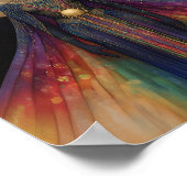 Poster La déesse égyptienne Hathor Arc-en-ciel Art Noir (Coin)