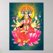 Poster La déesse Gayatri Devi sur Lotus Hindu Deity (Devant)
