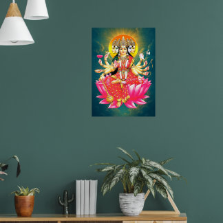 Poster La déesse Gayatri Devi sur Lotus Hindu Deity