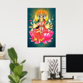 Poster La déesse Gayatri Devi sur Lotus Hindu Deity (Bureau à domicile)