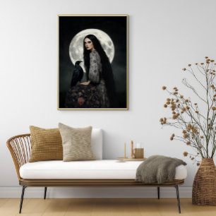 Poster La déesse Morrigan avec l'art gothique sombre du c