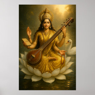 Poster La déesse Saraswati La Muse Divine de la Connais
