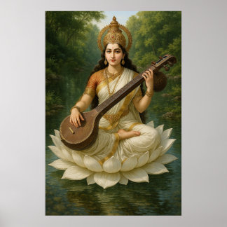 Poster La déesse Saraswati La Muse Divine de la Connaissa