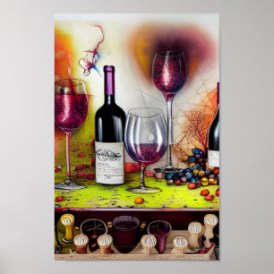 Poster La Dégustation De Vins Art numérique coloré