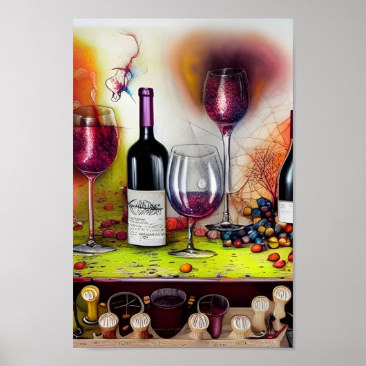Poster La Dégustation De Vins Art numérique coloré (Devant)