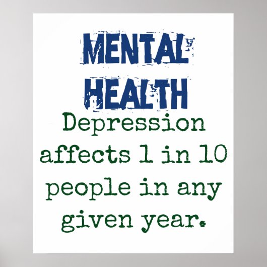 Poster La dépression affecte 1 sur 10 - Citation sur la s (Devant)