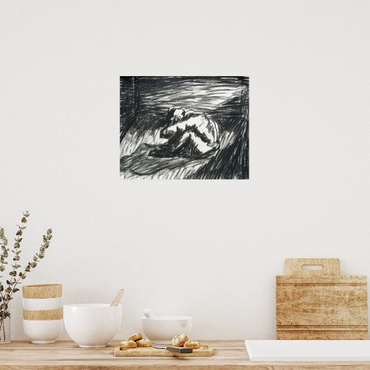 Poster La dépression seule dans une chambre sombre dessin (Cuisine)