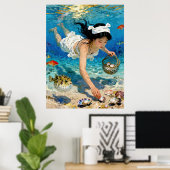 Poster "La descente de Mio" - Un portrait océanique (Bureau à domicile)