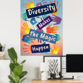 Poster La diversité fait de la magie la justice sociale (Bureau à domicile)