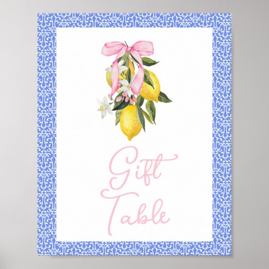 Poster La Dolce Vita Lemon Pink Bow Baby showers Cadeaux (Devant)