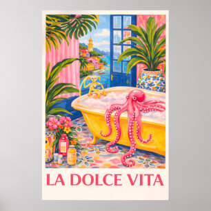 Poster La Dolce Vita Octopus Print, Littoral Italien