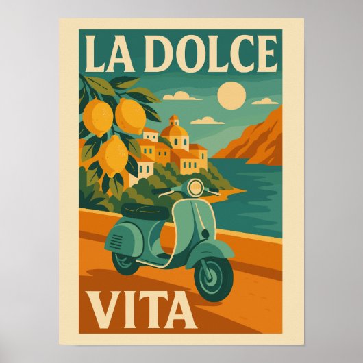 Poster La Dolce Vita – Retro Italian Coast Travel (Devant)