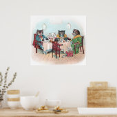 Poster La famille Cat s'assoit au petit-déjeuner (Cuisine)