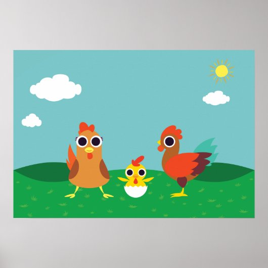 Poster La famille du poulet à l'heure du jour (Devant)