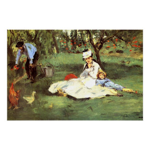 Poster La famille Monet dans son jardin Edouard Manet