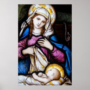 Poster La famille sainte dépeignant Madonna et l'enfant