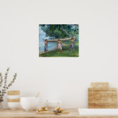Poster La Farge - Filles Portant Un Canoë Vaiala À Samoa (Cuisine)
