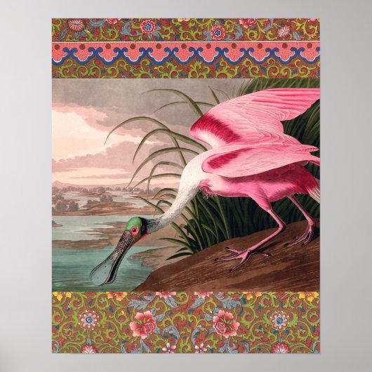 Poster La faune des oiseaux d'Audubon de Spoonbill Roseat (Devant)
