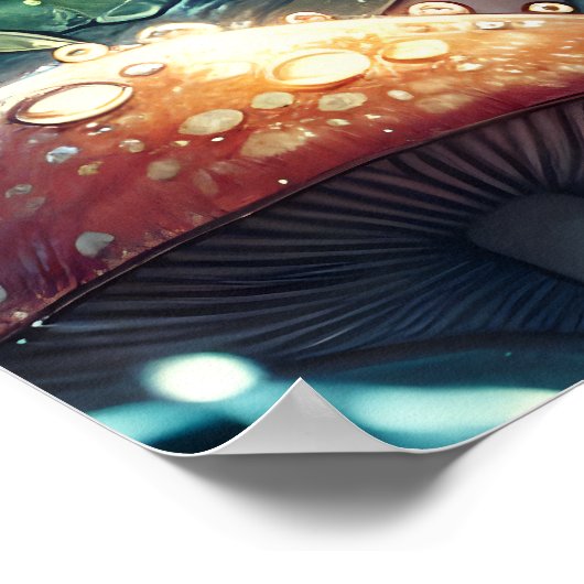 Poster La fée éthérée coule sur un champignon (Coin)