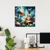 Poster La fée éthérée coule sur un champignon (Bureau à domicile)