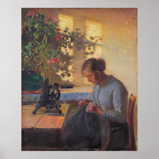 Poster La femme du pêcheur à coudre d'Anna Ancher (Devant)