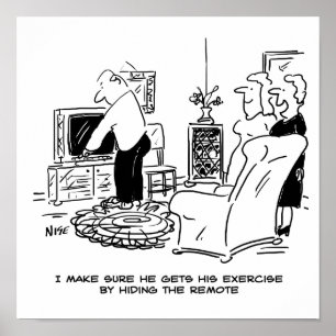 Poster La femme masque la télécommande de la télévision