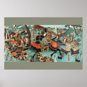 POSTER LA FEMME SAMURAI TOMOE GOZEN HORSEBACK DANS LA BAT
