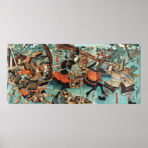 POSTER LA FEMME SAMURAI TOMOE GOZEN HORSEBACK DANS LA BAT