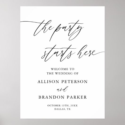 Poster La fête commence ici Signal Mariage imprimable (Devant)