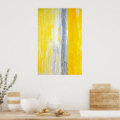 Poster 'La file d'attente' Gris et Jaune Art Abstrait (Cuisine)