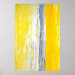 Poster 'La file d'attente' Gris et Jaune Art Abstrait