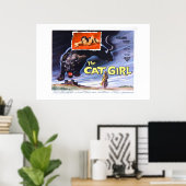 Poster La fille au chat (xl) (Bureau à domicile)