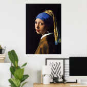 Poster La Fille Avec La Perle Élevant Johannes Vermeer (Bureau à domicile)