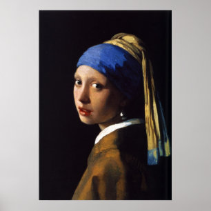 Poster La Fille Avec La Perle Élevant Johannes Vermeer