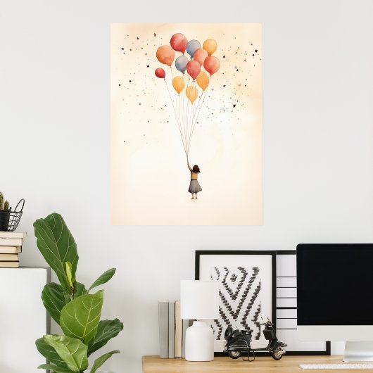 Poster La fille avec l'affiche des ballons (Bureau à domicile)